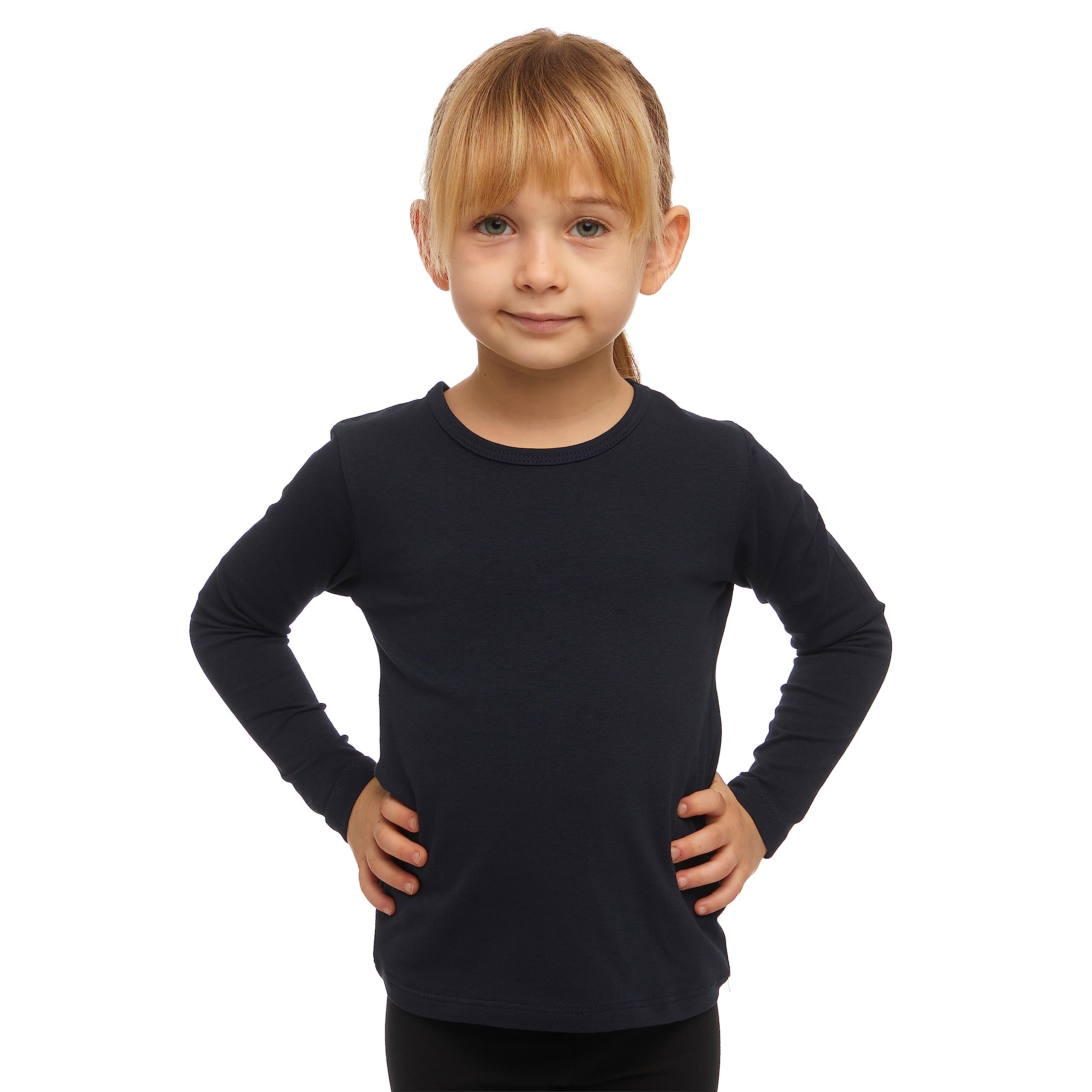 LovettiGirls Basic Long Sleeve Shirts Turkish Cotton Round Neck Toddler Active Crew Fashion Clothes Tshirt