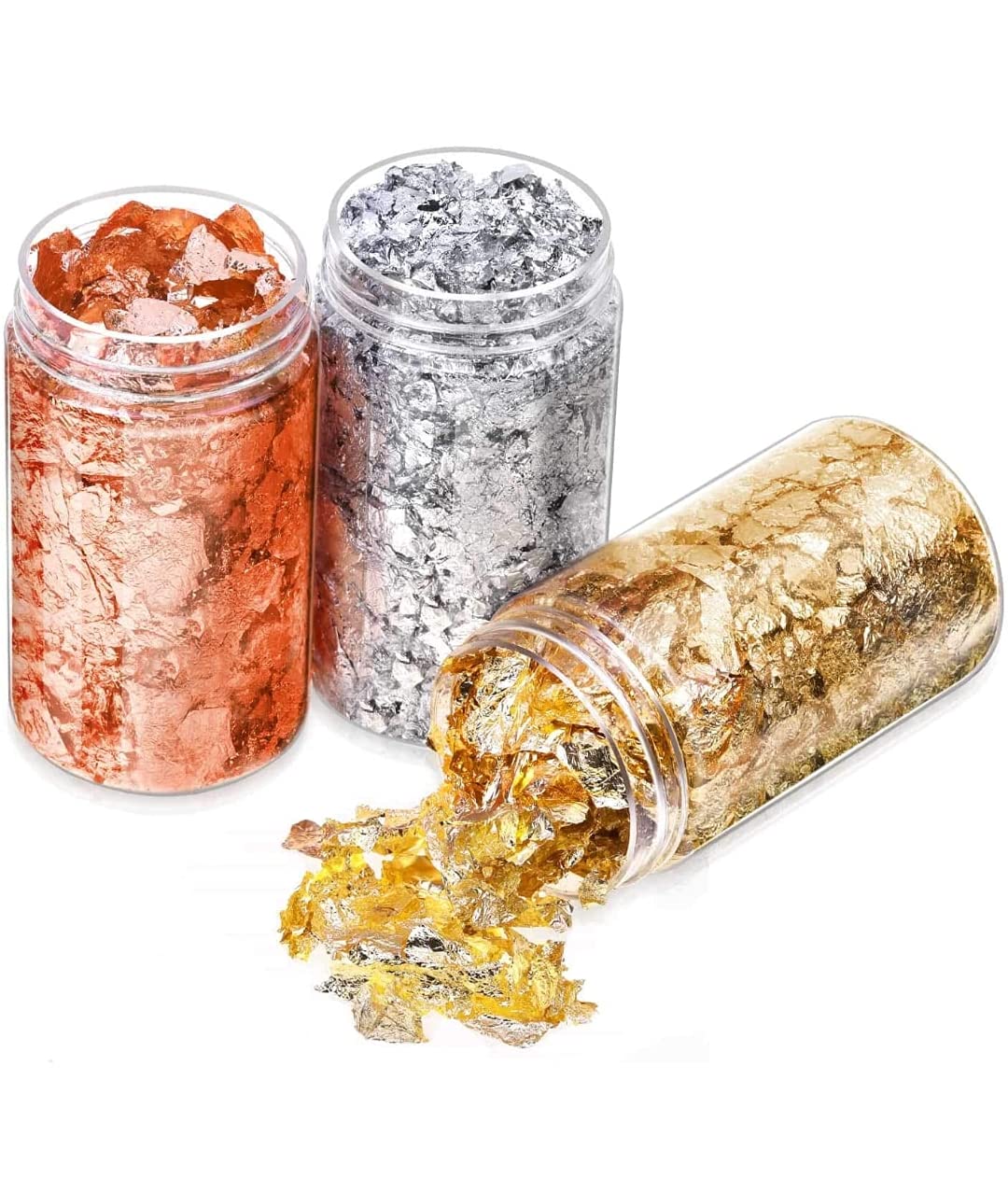 Schabin Metallic Gold Flakes for Gilding, Resin, Painting, Art & Crafts, Nails DIYS Slime ETC (3 Bottles)