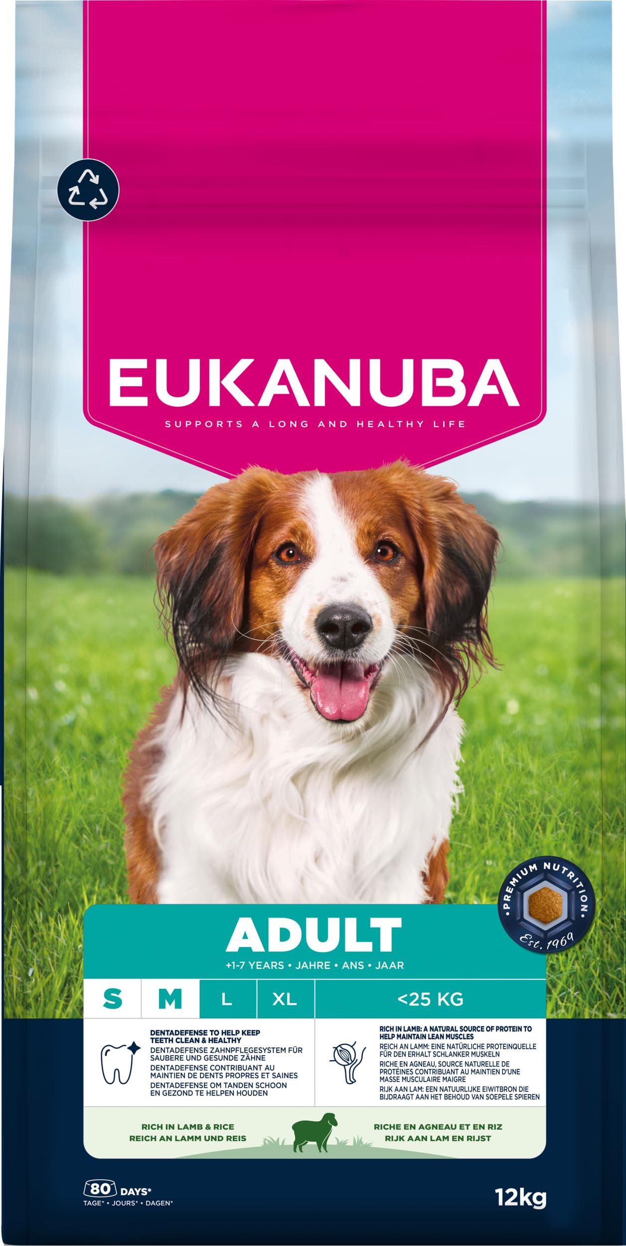 Eukanuba, alimento seco para Perros con Cordero y arroz para Razas pequeñas y Medianas - Alimento seco Premium para Perros Adultos, 12 kg | Alimento seco de primera calidad, para perros adultos, ingredientes fácilmente digeribles