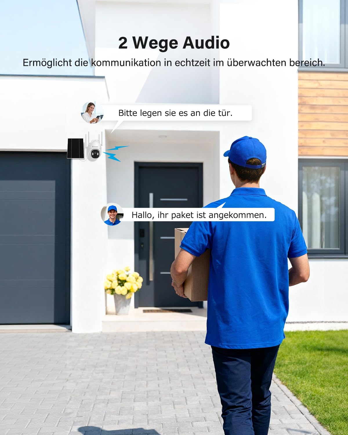Überwachungskamera Außen Solar, 5MP Erweiterungskamera für Jennov Sicherheitssystem, 360° PTZ, Farbnachtsicht, PIR-Erkennung, Zwei-Wege Audio, ohne Abonnement