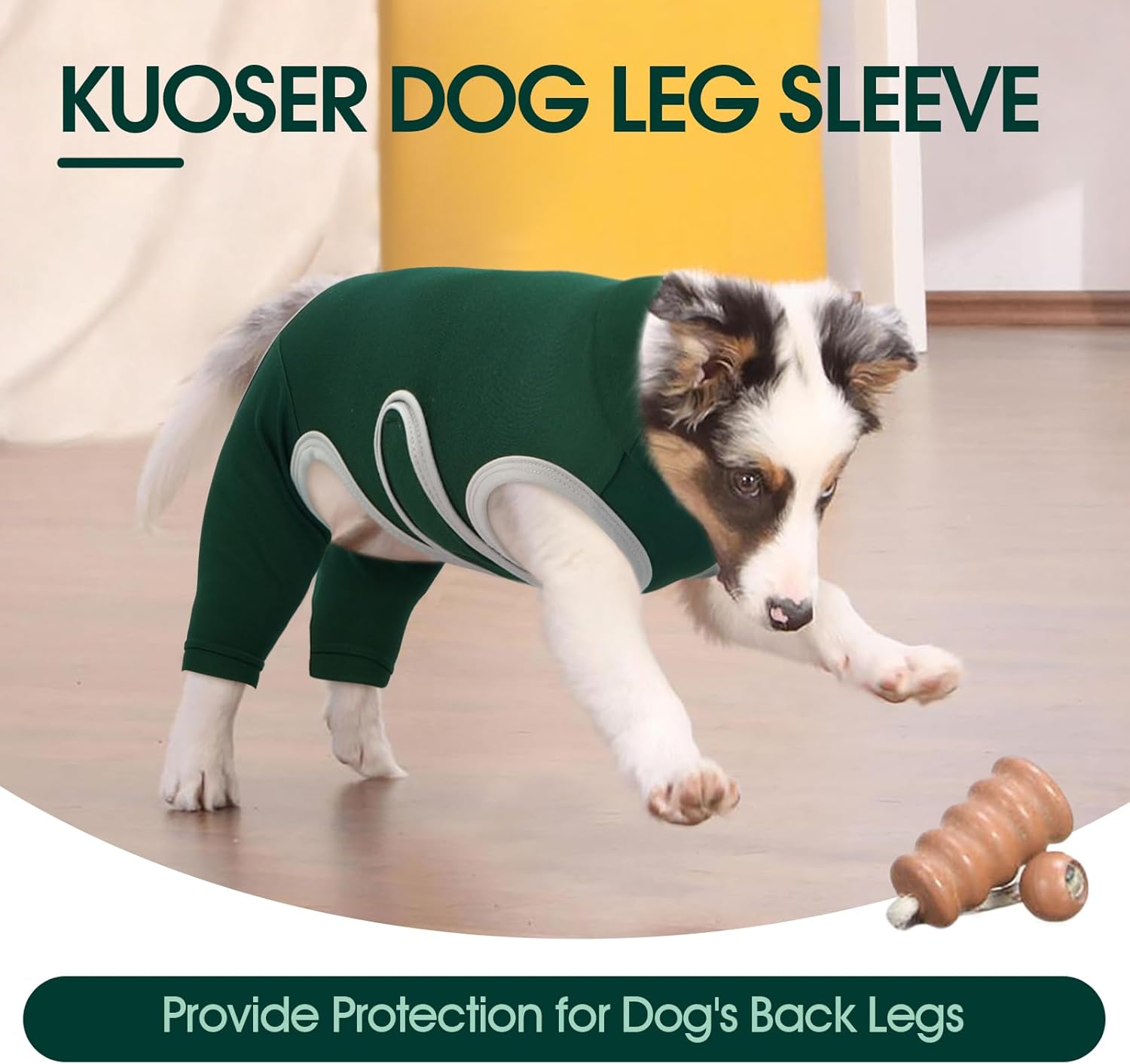 Kuoser Dog Surgery Recovery Suit, Professional Dog Surgical Suit for Back Legs, Soft Dogs Recovery Sleeve to Prevent Licking Biting Wounds, Dogs Onesie After Surgery Elbow Protector, Green XL
