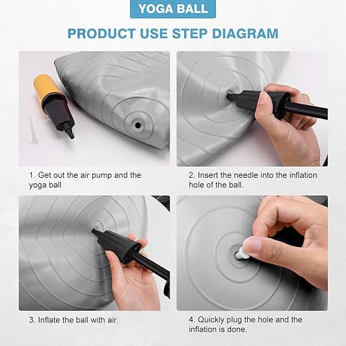 Miniatura 6 de Pelota de yoga, pelota de pilates gruesa antideslizante para embarazo, parto, entrenamiento y entrenamiento básico, pelota de fitness antiestallidos