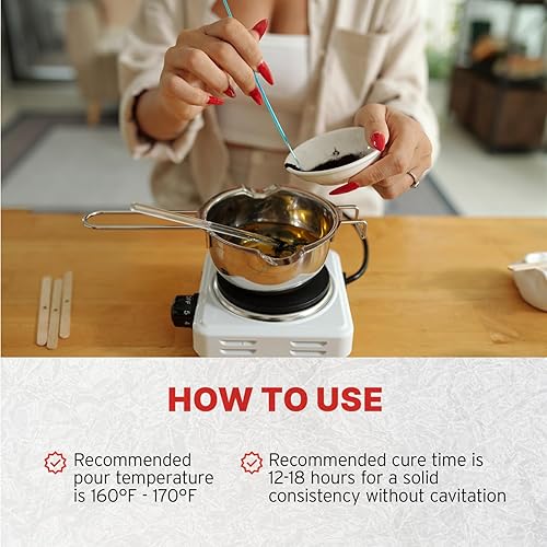 Miniatura 4 de Blended Waxes, Inc. Cera de coco y albaricoque para hacer velas, mezcla de albaricoque de coco de un solo vertido de origen natural, cera absorbente