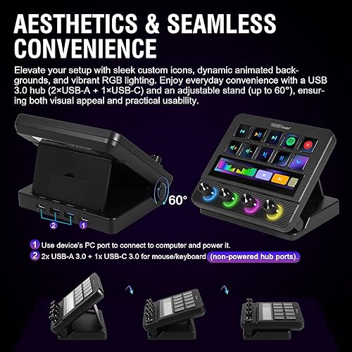 Miniatura 6 de Teclado Macro, Controlador de Deck de Transmisión, Mesa de Sonido con Teclas Programables, Teclado de Accesos Rápidos USB para Juego en Streaming,