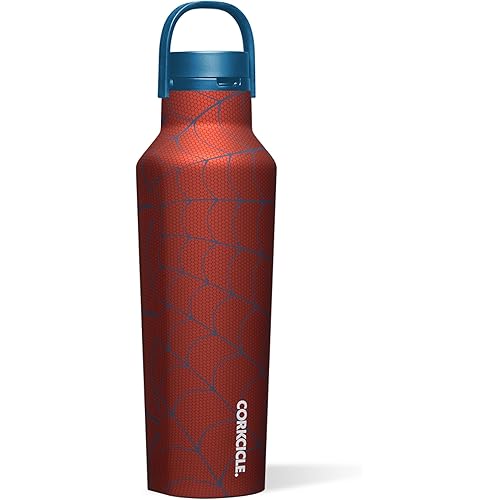 Corkcicle Sport Canteen - Keeps Beverages Cold 25 Hours - Triple Insulated Stainless Steel - Screw-On Lid - Reusable Bottle - Summer Drinkware Gift - Keeps Drinks Ice Cold - 20 oz - Spider-Man