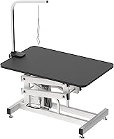 Afqxf 42" Hydraulic Pet Grooming Table - Heavy Duty Adjustable 21-36" Height for Small Large Dogs, Noose Clamps Included, Black