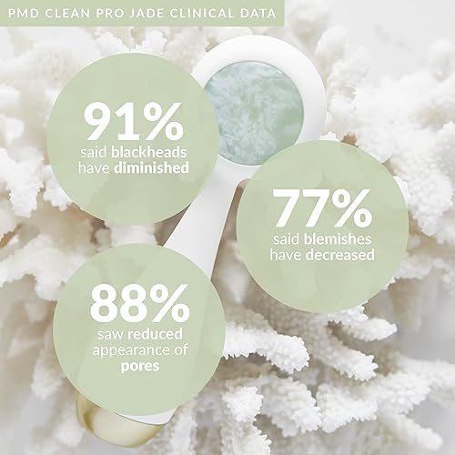 Miniatura 3 de PMD Beauty Clean Pro Jade - Dispositivo de limpieza facial inteligente con cepillo de silicona y masajeador antienvejecimiento de piedras preciosas