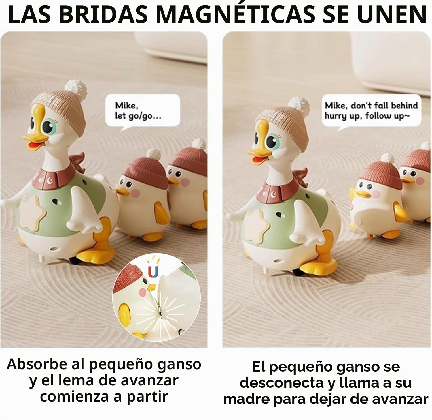 Tummy Time Duck Family Toy, Pato Que se Balancea, Gatea y Camina con Patitos, Juguetes para Jugar Boca Abajo para Niños Pequeños de 1 a 3 Años (1 Set)