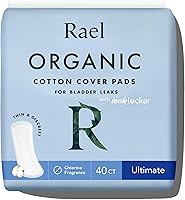 Vista 1 de Rael Almohadillas de incontinencia para mujer, funda de algodón orgánico, esencial posparto, absorción pesada, control de vejiga, núcleo de 4 capas