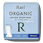 Rael Incontinence Pads for Women, Organic Cotton Cover, Postpartum Essential, Heavy Absorbency, Bladder Control, 4-Layer Core with Leak Guard Technology, Long Length (Ultimate, 40 Count)