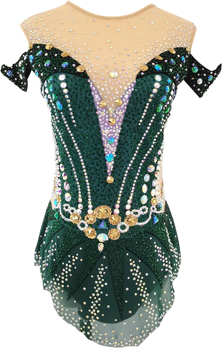 LIUHUO Girls Artistic Gymnastics Tights Green Children's Dance Tights Shine for Practice and Performance Wear