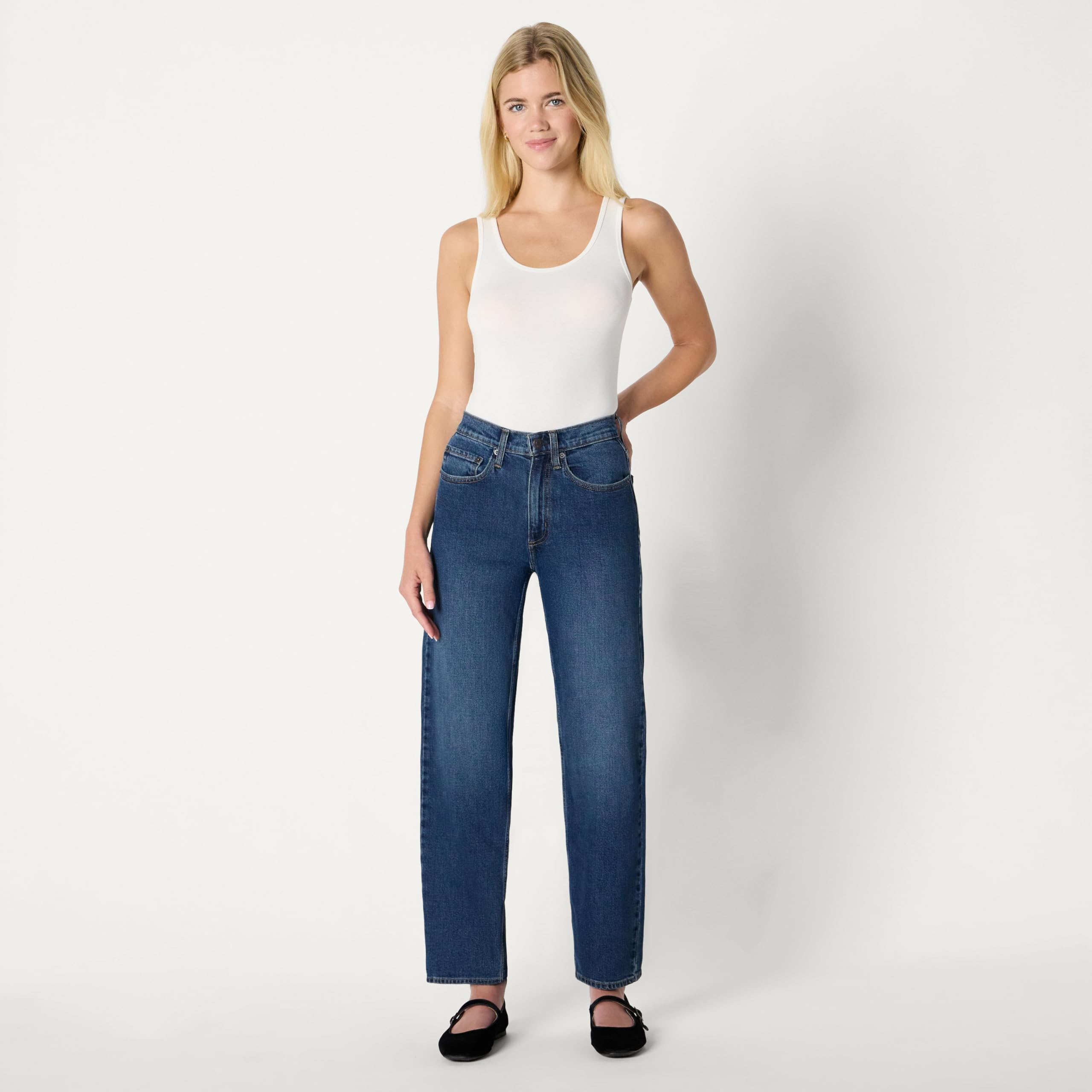 Amazon Essentials Jeans a Vita Alta con Gamba a Botte Donna