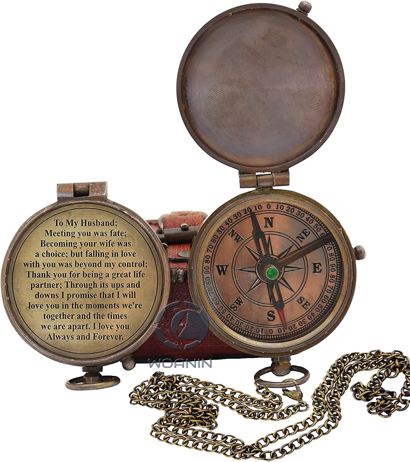 Photo 1 of Engraved Compass, Gift for Husband,Anniversary,Wedding Gift Fiance Gift I Miss You Long Distance Relationship Gift for Army Boyfriend Gift to My Husband 5 Old Antique 2inch