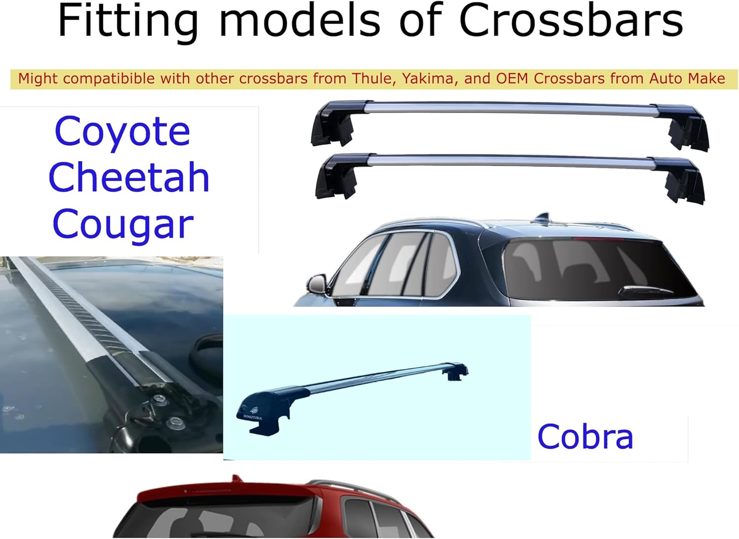 Noise-Resist Rubber Strip roof Rail Crossbars Coyote Cheetah Cobra Cougar Model T-Slot T-Track Filler Black 2 Strips for 2 Bars