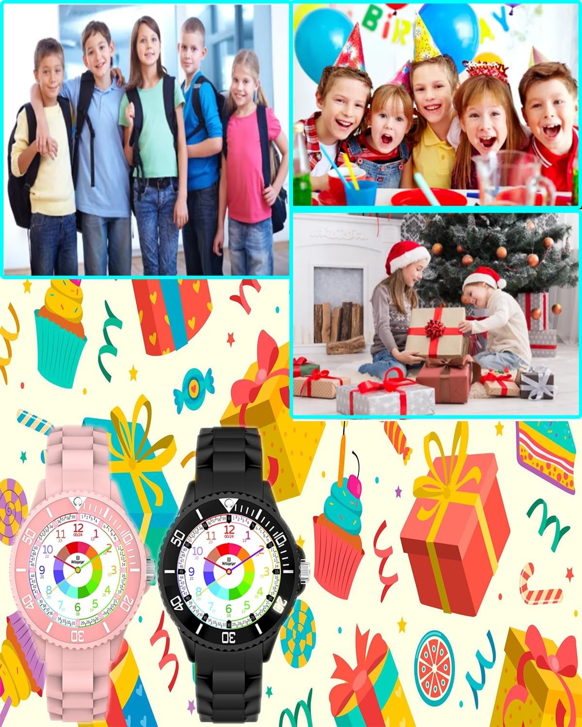 Reloj de Aprendizaje Infantil Niño Niña, Analógico Pulsera, Time Teacher, Cuarzo, Impermeable 3ATM