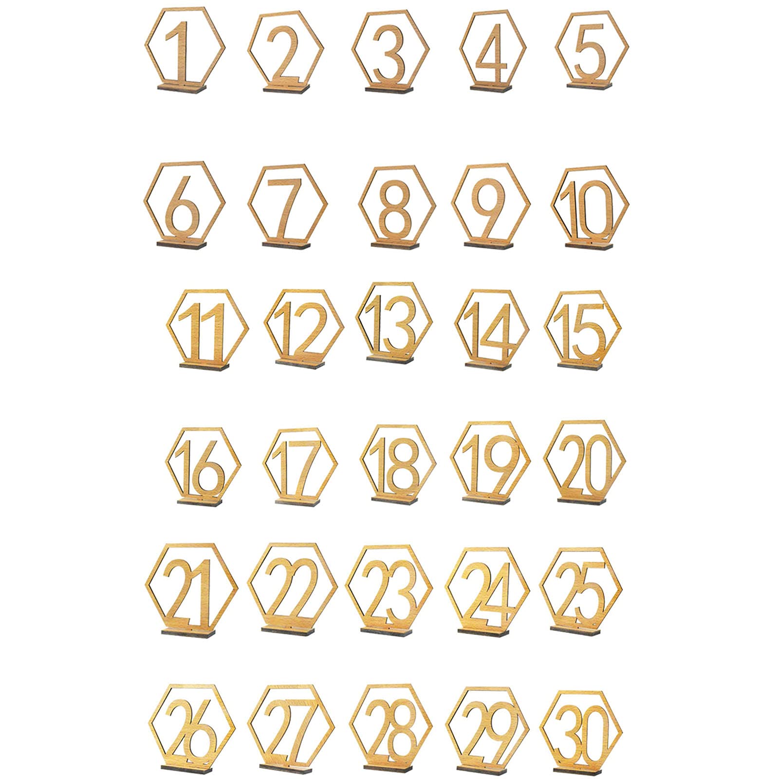 MISNODE 30 Pack 1-30 Wooden Wedding Table Number Holders,Vintage Wedding Sign Stand with Base,Perfect for Wedding, Party, Events or Catering Decoration