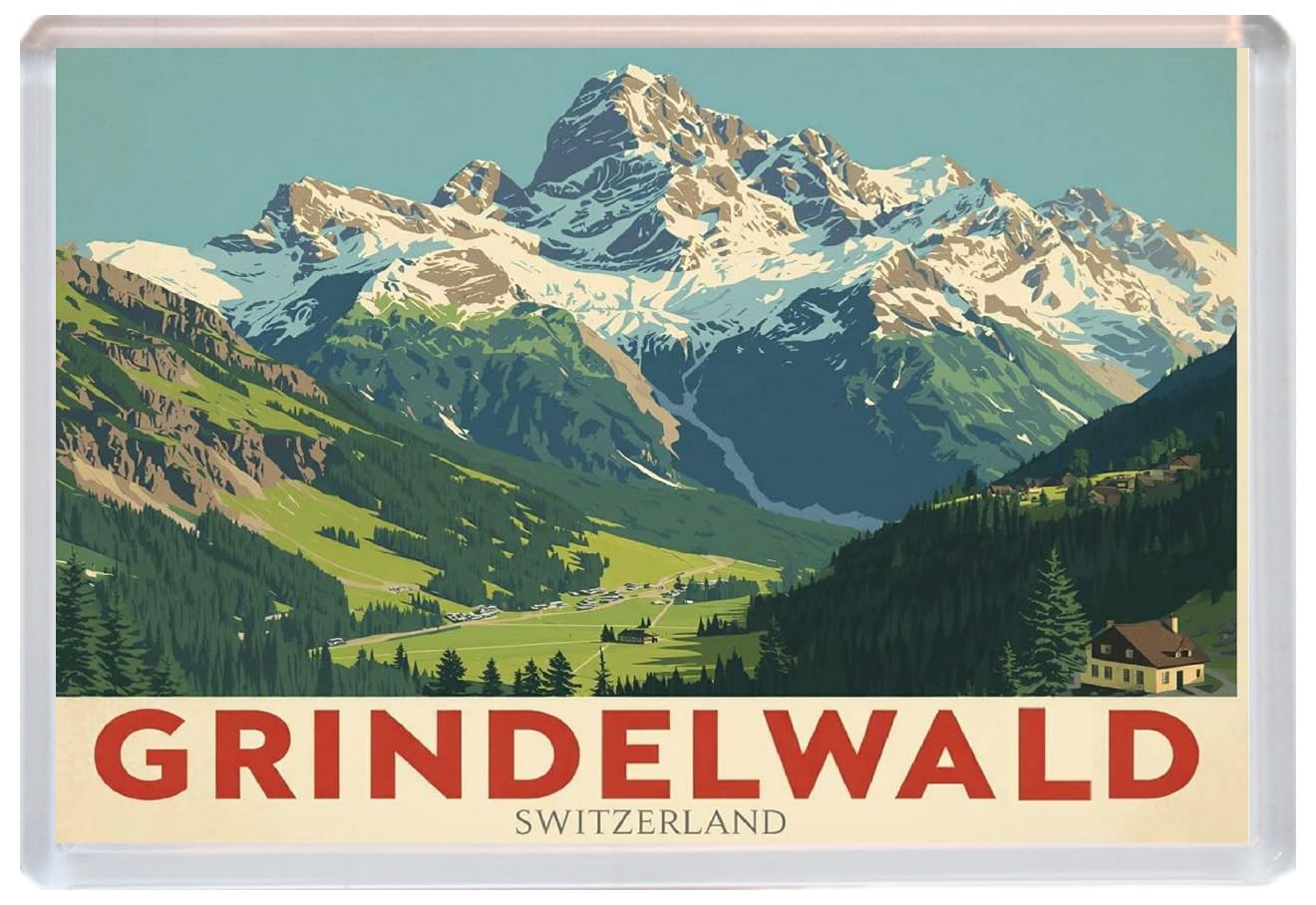 Baked Bean Store Multicolor Grindelwald - Switzerland - Jumbo Artistic Fridge Magnet 96 X 67Mm Bbsfhm3082