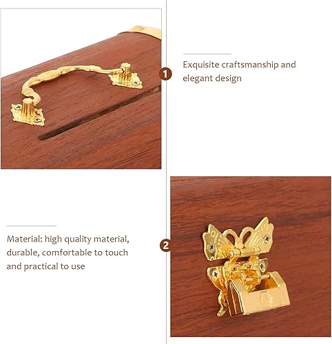 Miniatura 6 de Caja de almacenamiento de madera del tesoro con cerradura, organizador del tesoro, caja de monedas, alcancía para niños y adultos