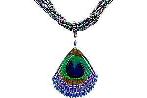 Alluring Iridescent Peacock Feather Necklace for Women