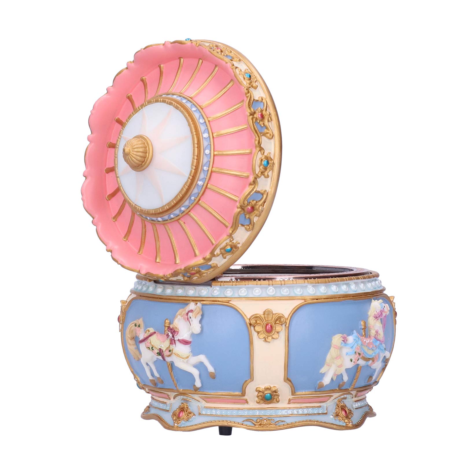 Jeffergarden Carousel Carousel Carousel Musicale di Lusso con Cavallo Rotante Luminoso con Melodia LED Light Home Decorativo Showpiece Ornament Gift(Sei Il Mio Sole