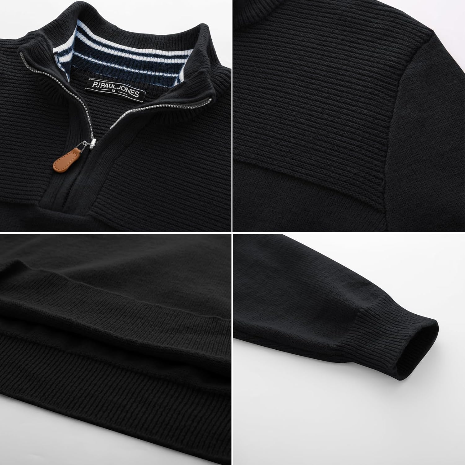 PJ PAUL JONES Men's Quarter Zip Sweater Slim Fit Casual Pullover Sweater Mock Neck Polo Sweaters - Image 5