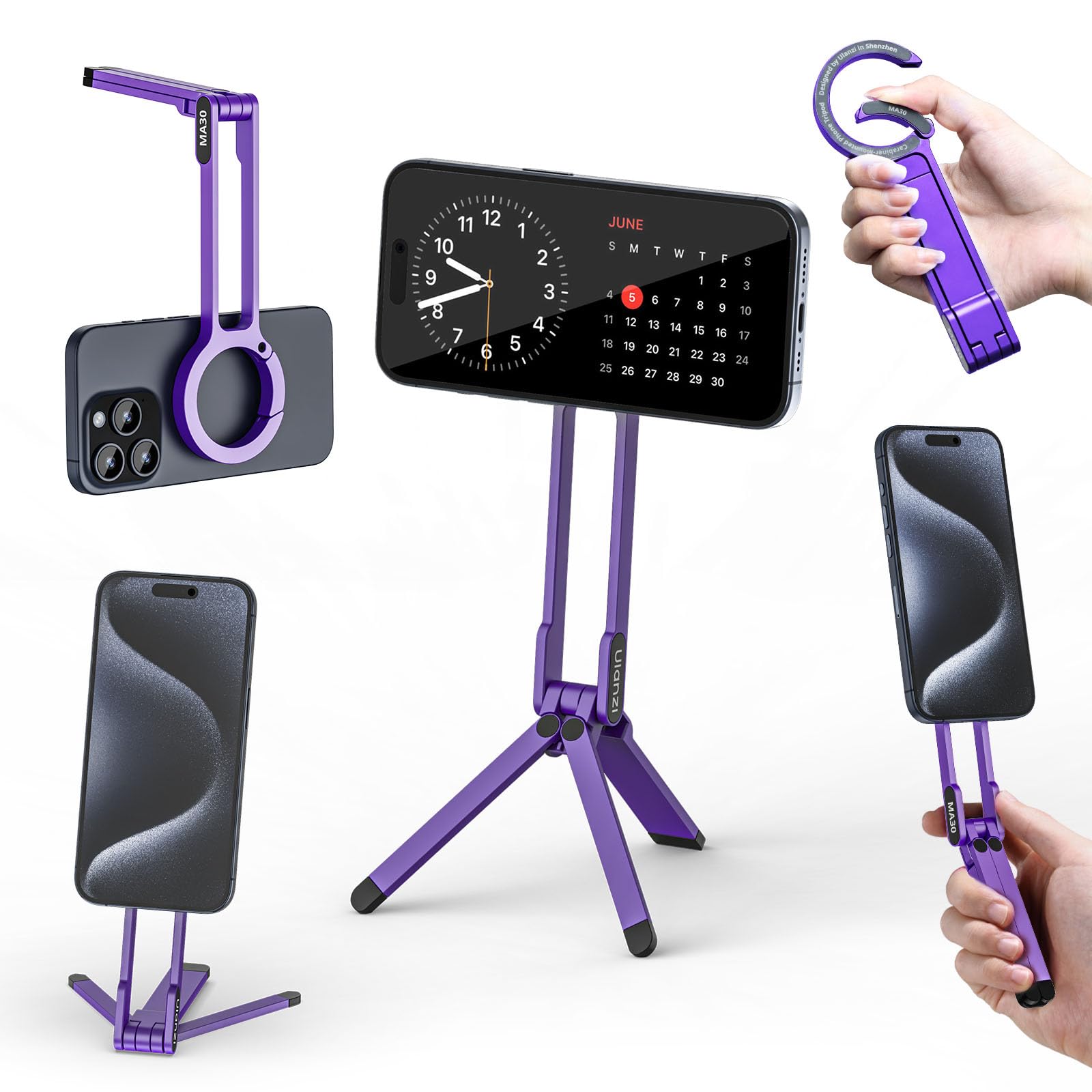 ULANZI MA30 Magnetic Phone Tripod Stand for iPhone-Aluminium Maglock Smartphone Mini Tripod Pocket Cell Phone Stand Strong Magnet Quick Mount Compatible with iPhone 17 16 15 14 13 12 Series, Purple-picture-29