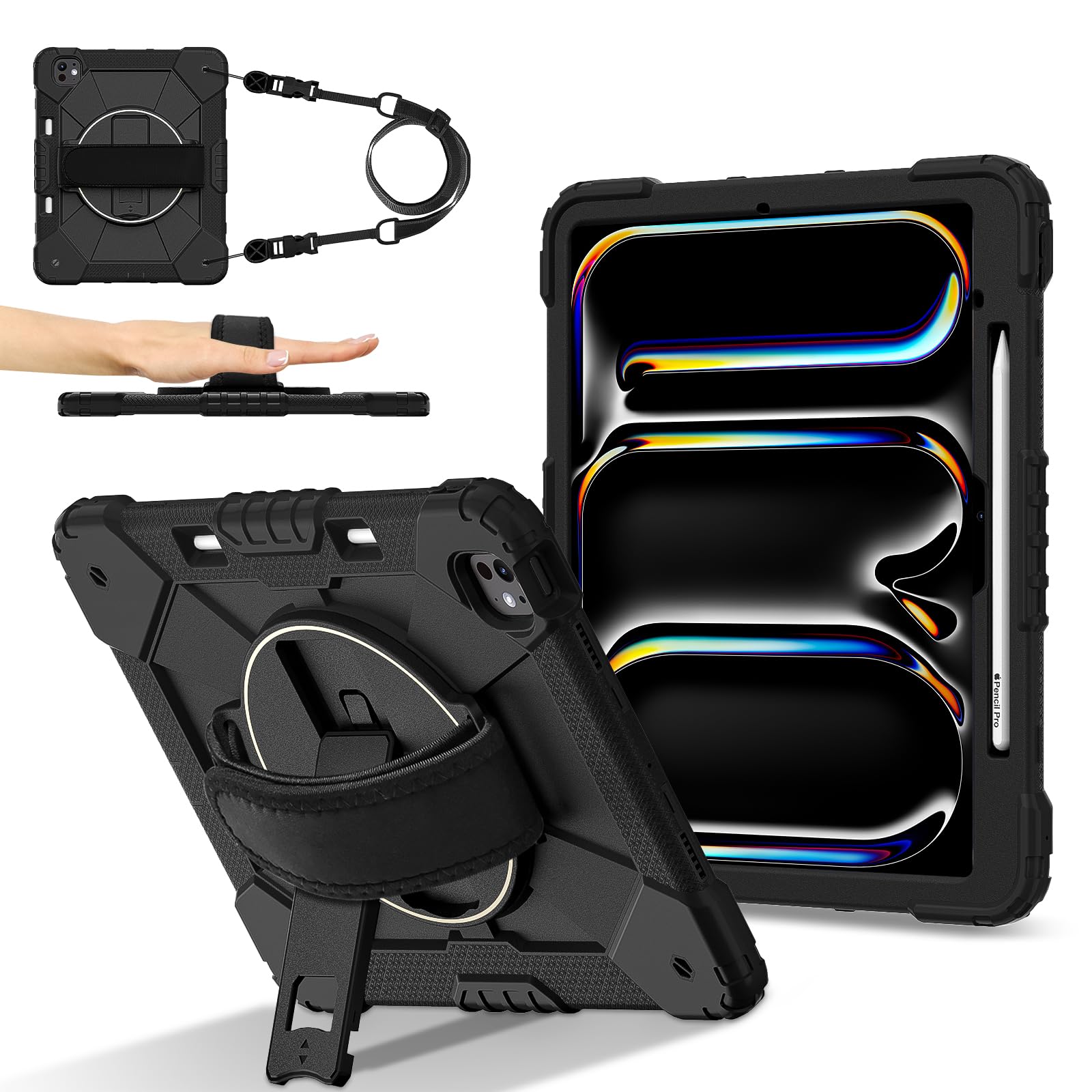 Coque iPad Pro 13 M5 2025 antichoc TPU modèle A3362 rigide noir - 8
