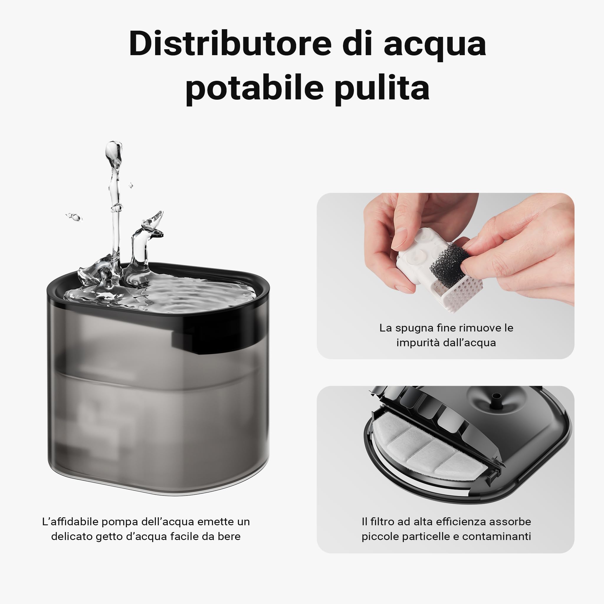 Fudajo Mangiatoia e abbeveratoio automatico per cani e gatti, distributore automatico di cibo da 3 litri e abbeveratoio da 2,5 litri, controllo mangime via app, colore nero