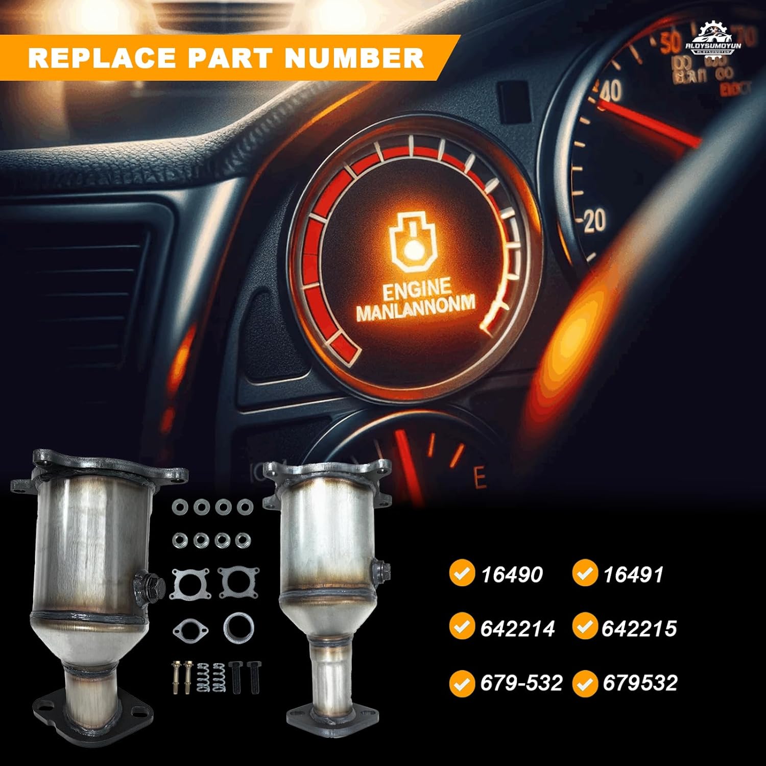 16490 16491 Front and Rear Catalytic Converter Kit Compatible with 2007-2012 Ford Taurus X/Edge/Flex/Fusion,for 2007-2010 Lincoln MKS/MKX/MKZ, for 2007-2015 Mazda 6/CX-9,for 2008-2009 Mercury Sable