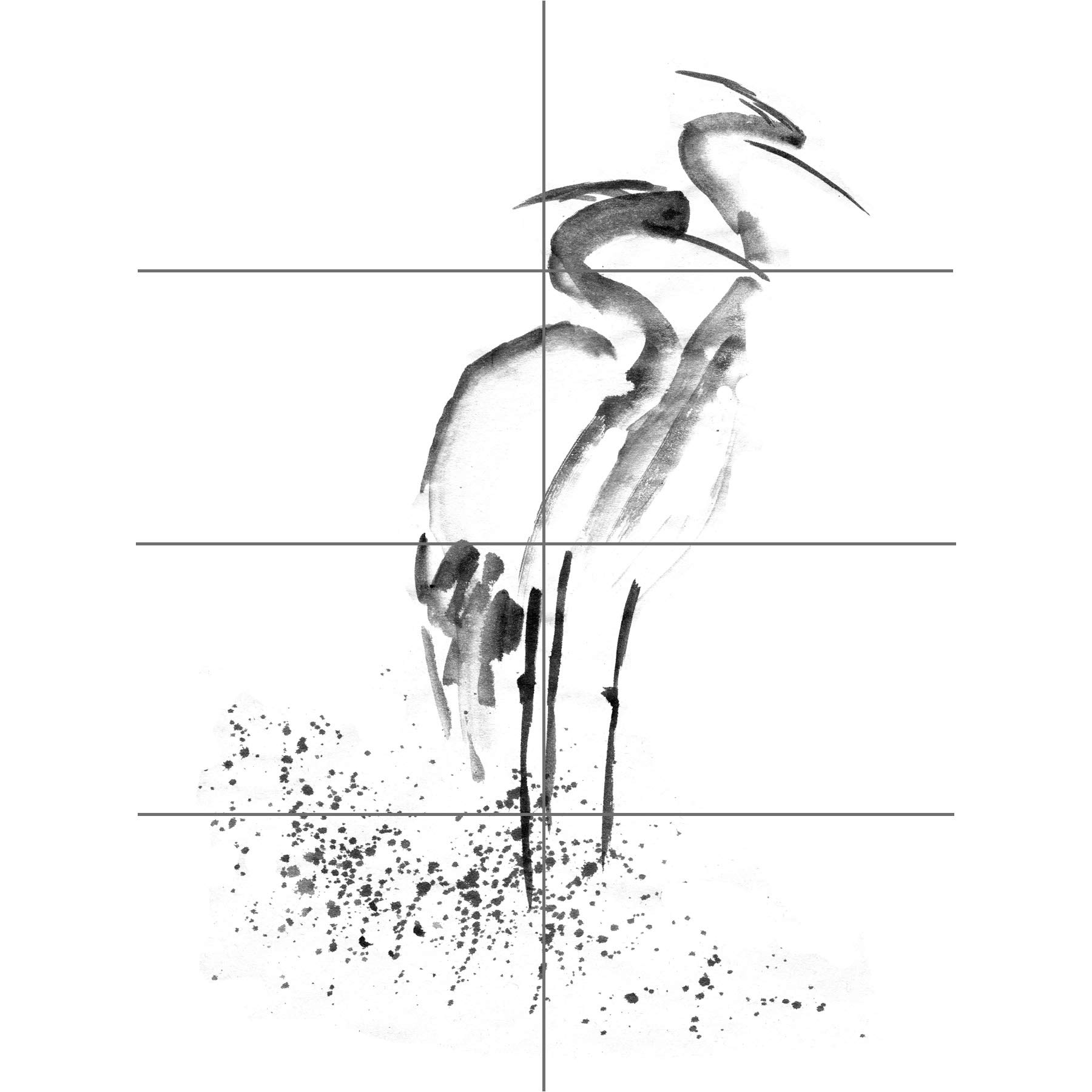 Artery8 Heron Ink Drawing XL Giant Panel Poster (8 Sections)