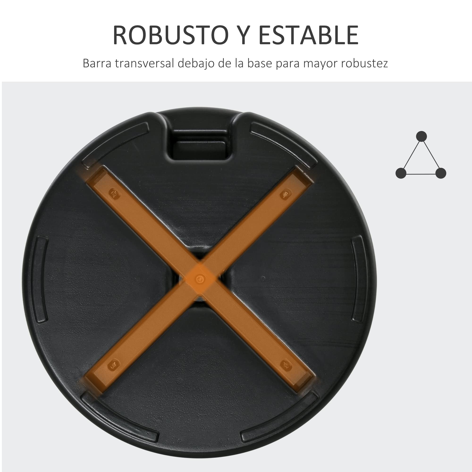Outsunny Base de Sombrilla Rellenable 30 kg para Postes Ø55x38 cm Negro | Soporte de Parasol Redondo, de Agua, para Postes de 38mm 48 mm, Metal y Plástico, Jardín Terraza