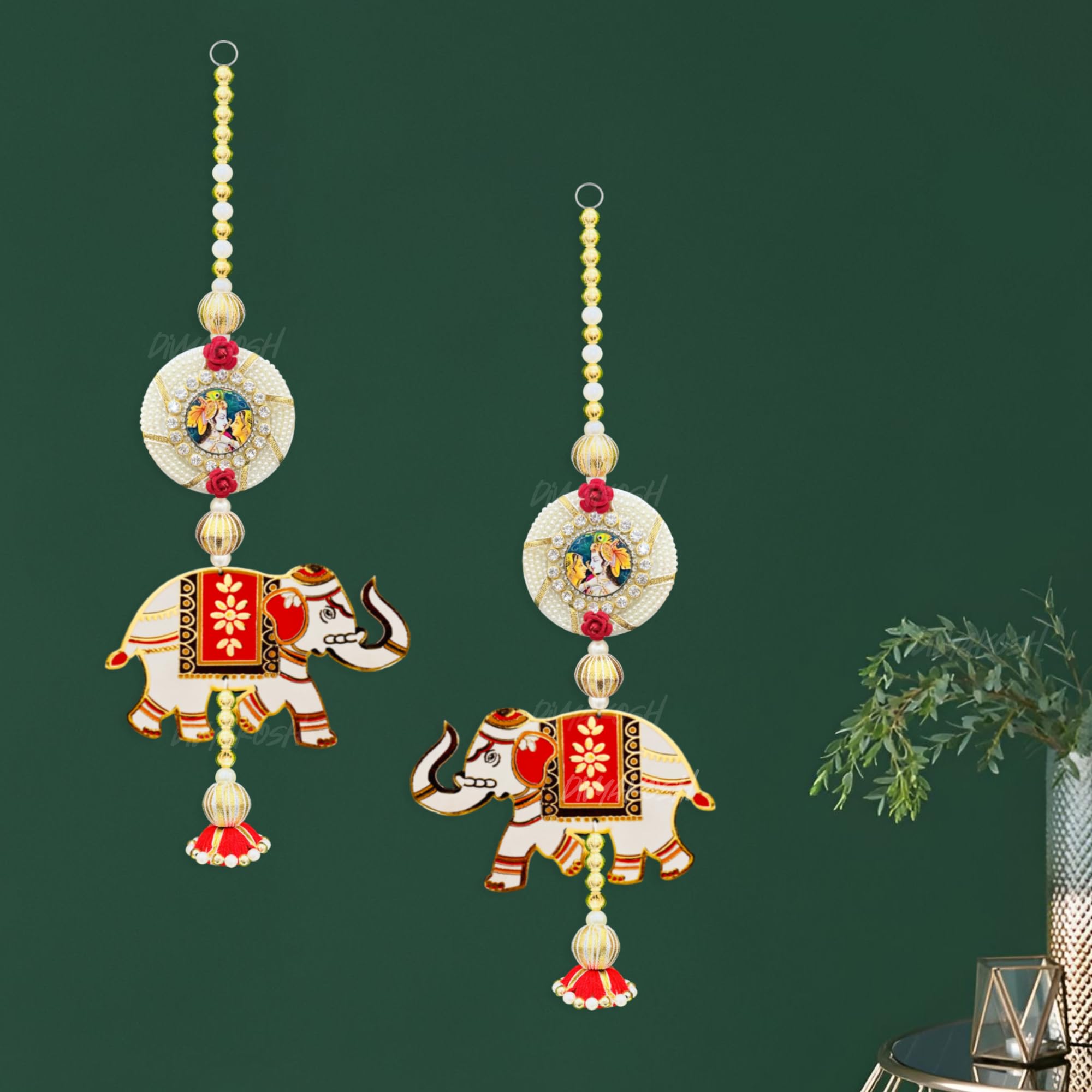 Divyakosh Rosewood Lotus Elephant Door Hanging -13