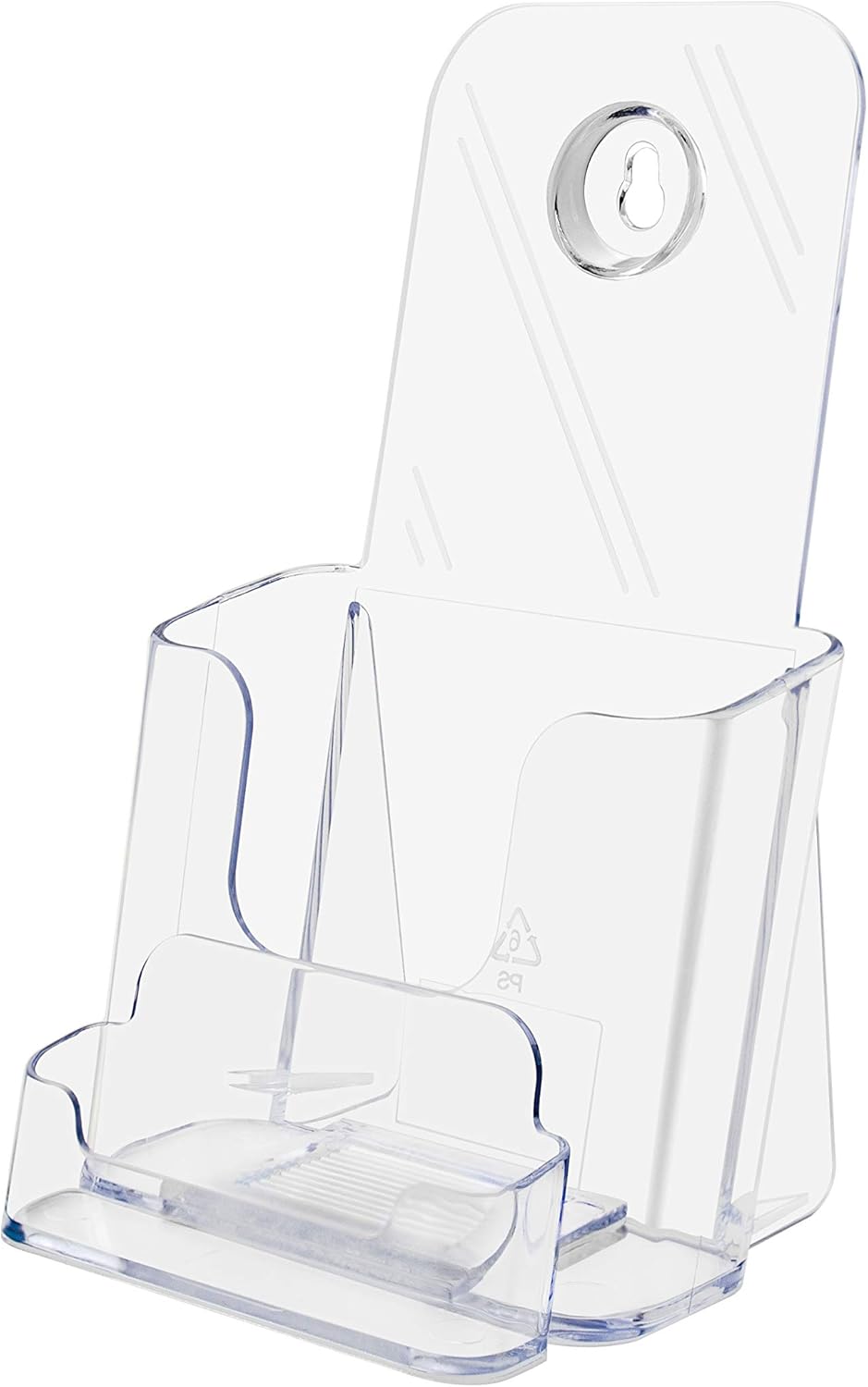 Marketing Holders Acrylic Brochure Holder Stand with Card Pocket Clear Literature Holder for 4 Pamphlets and 3.5 x 2 Appointment Reminder Cards Flyer Display for Vendors and Offices