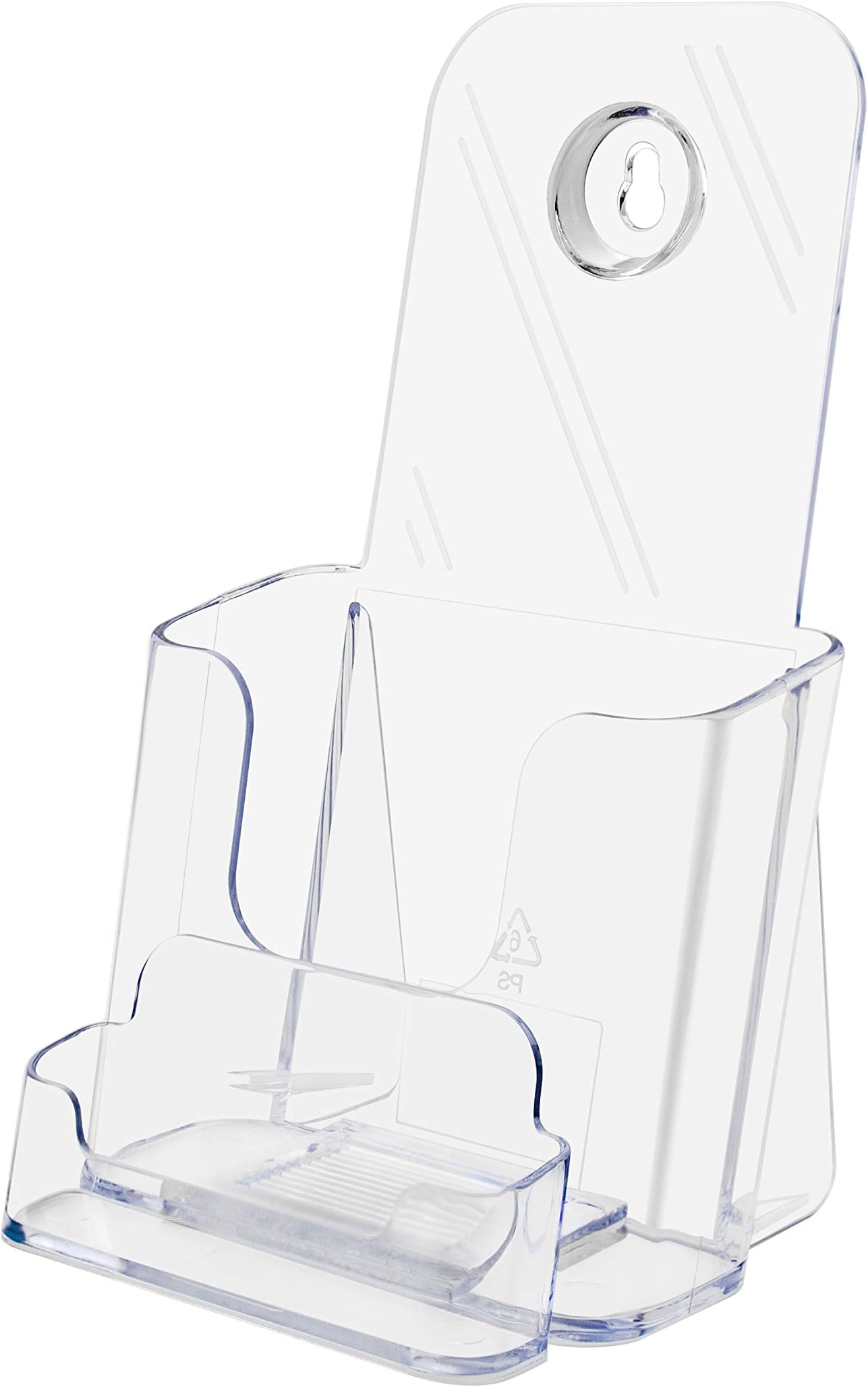 Marketing Holders Acrylic Brochure Holder Stand with Card Pocket Clear Literature Holder for 4" Pamphlets and 3.5" x 2" Appointment Reminder Cards Flyer Display for Vendors and Offices