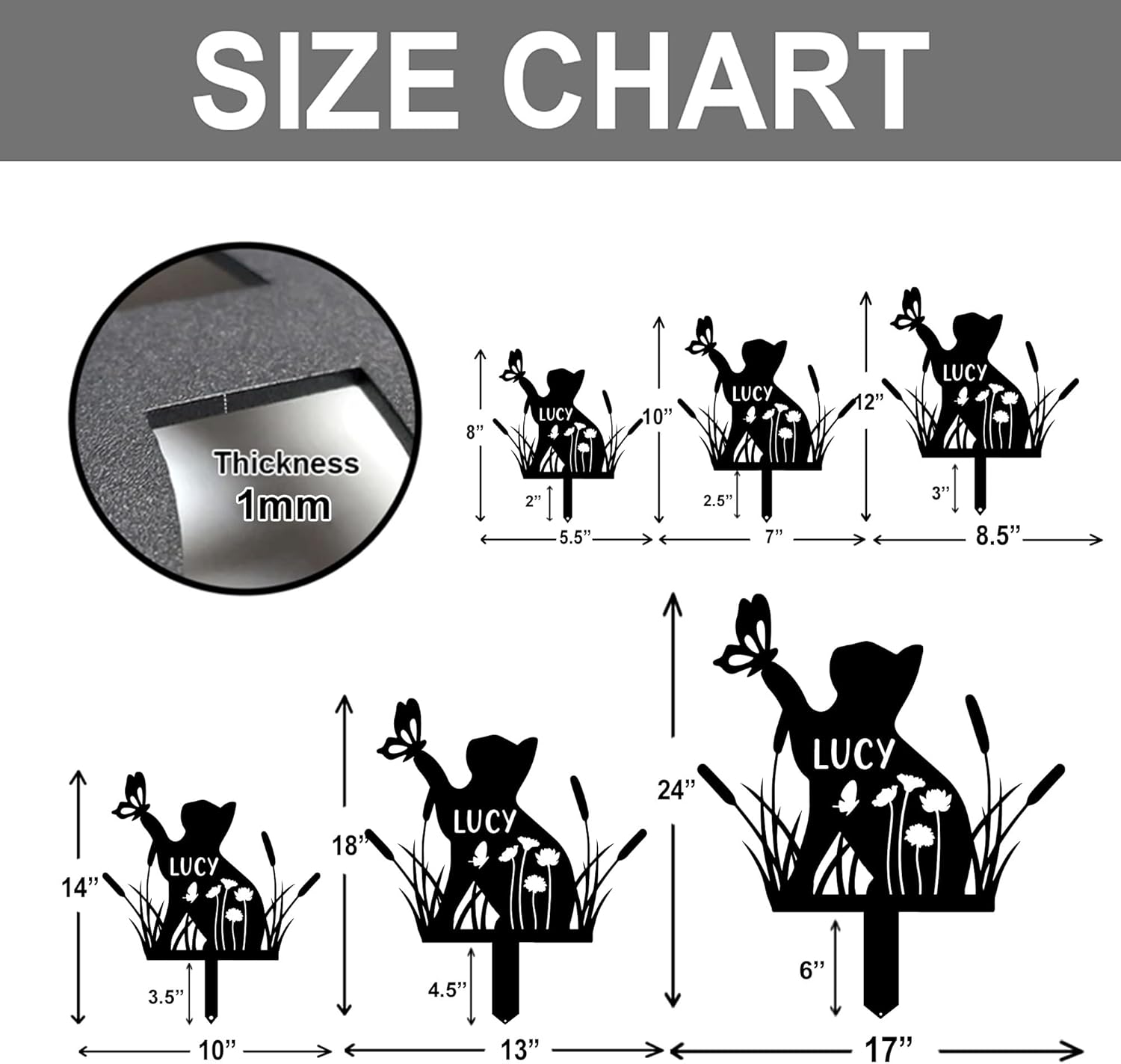 Personalized Cat Metal Decorative Garden Stakes Cat Gifts for Women/Men CatLovers Gift Silhouette Statues for Yard Art, Outside, Patio, Outdoor Decor, Garden Decorations, Lawn Ornaments