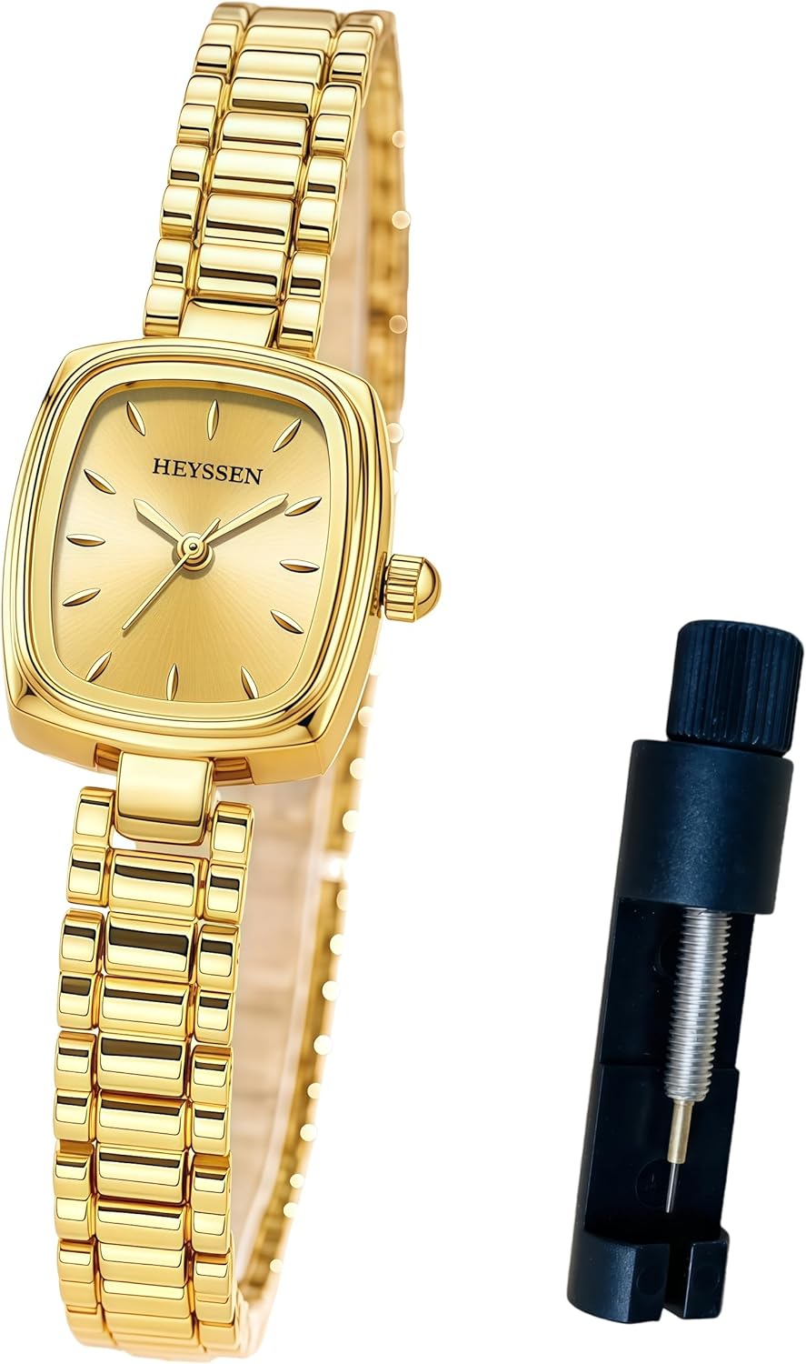 Petite Gold Watches for Women Vintage Bracelet Fashion Accessories Rounded Square Quartz Dial Ladies Watches with Waterproof Stainless Steel Dress Business & Gifts for Women