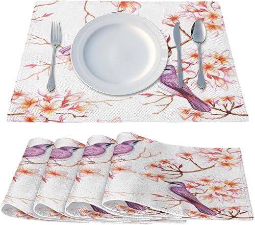 Miniatura 2 de Birds Animal Decor Placemats Set of 4 Table Mats Washable Placemat Waterproof Place Mats for Party Home Dining Table Decor 18x12 in
