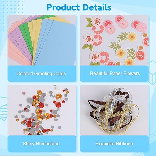 Miniatura 4 de Kit de tarjetas de felicitación de papel, juego de tarjetas de felicitación caseras, kit de material para hacer tarjetas caseras, 15 tarjetas de