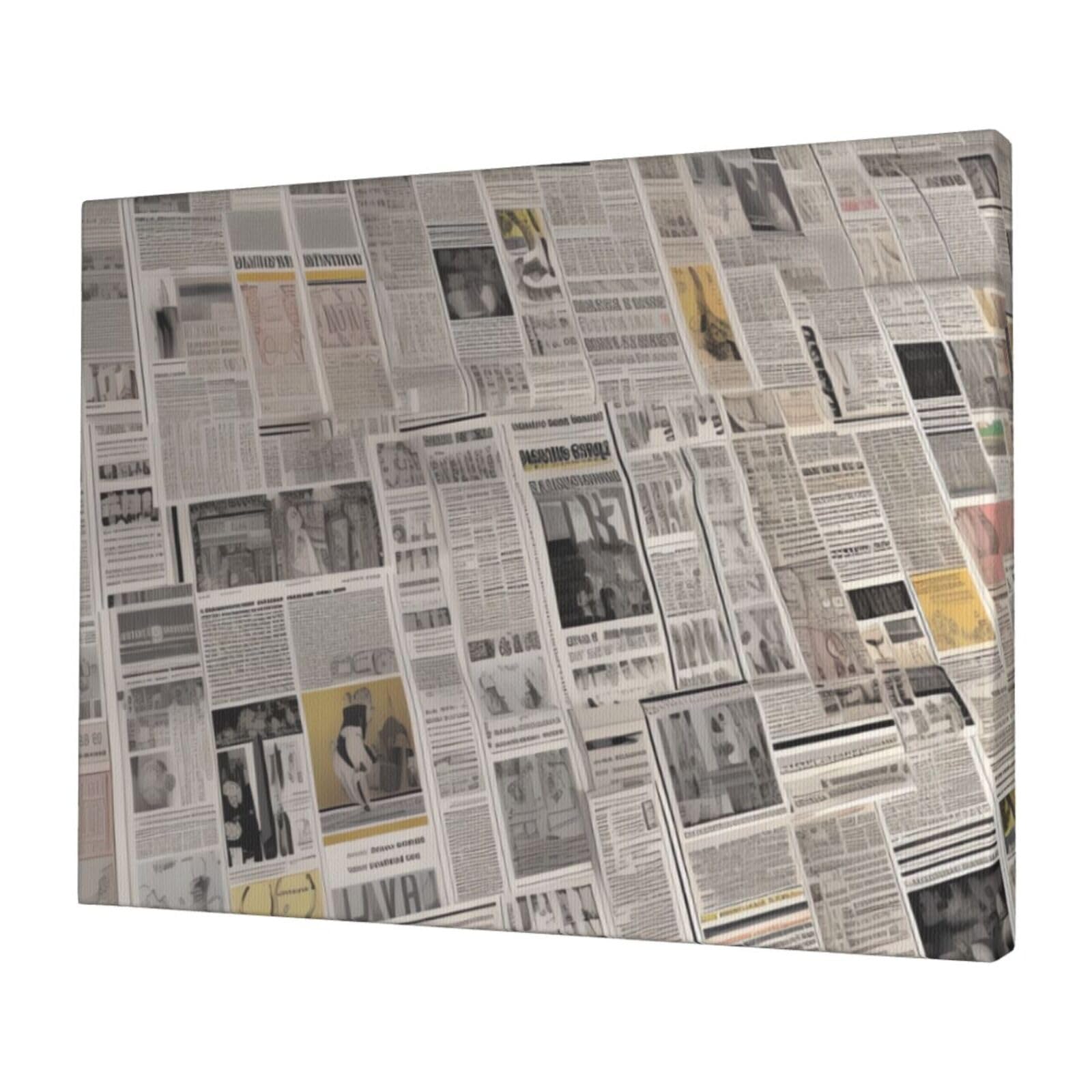 KLOPH newspaper Canvas Wall Art for Living Room 12"x16" Modern Artwork Painting for Bathroom Hanging Canvas Prints Aesthetic Wallart for Bedroom Kitchen Office Wall Decor