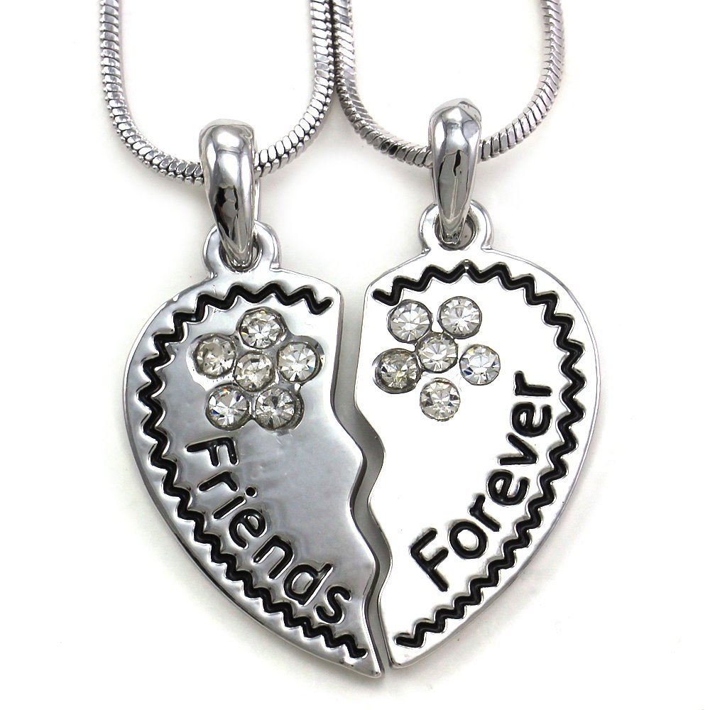 SoulbreezecollectionBest Friends Forever BFF Heart Necklace Pendant Charm Engraved Letters