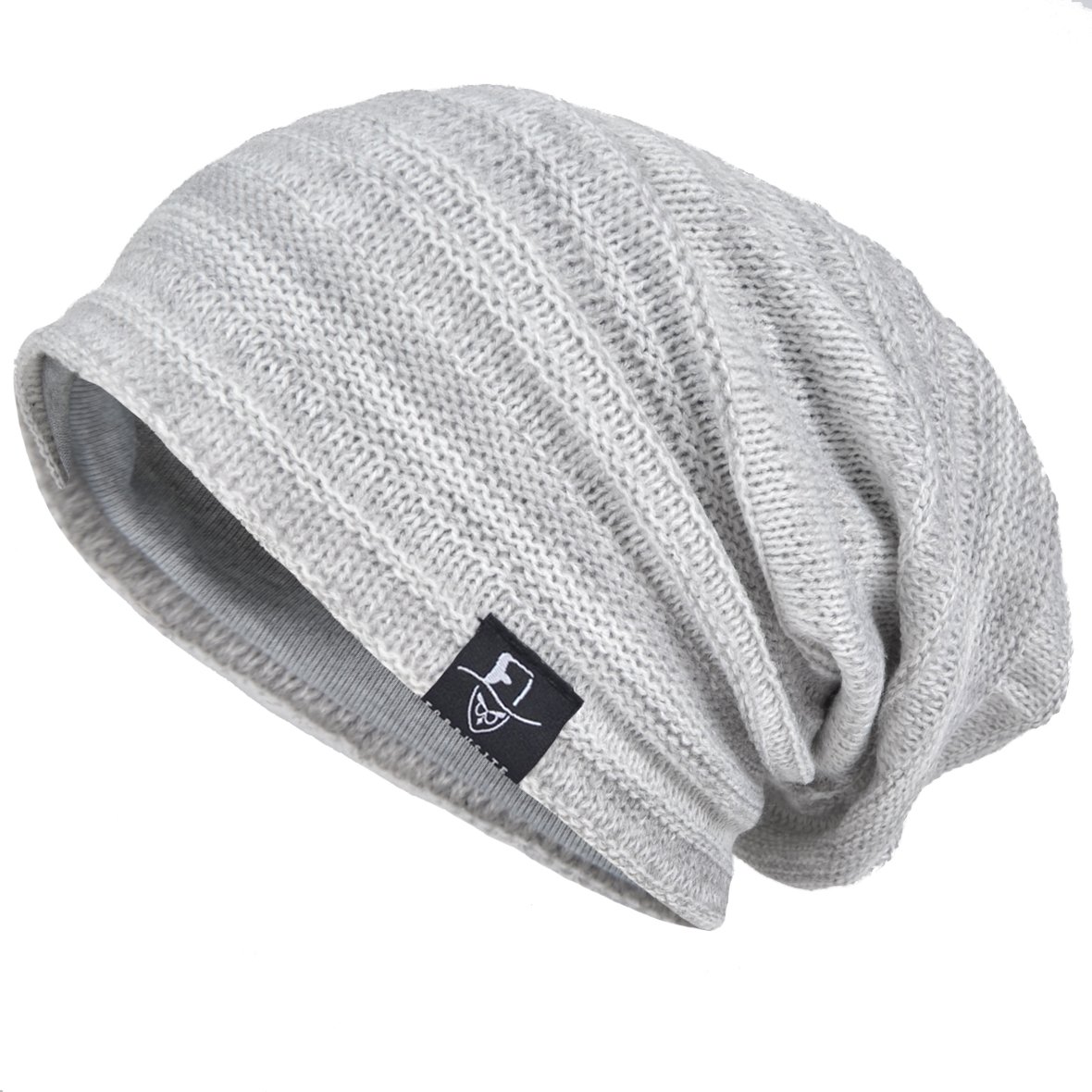 Vecry Men's Pale Slouchy Knit Oversized Beanie Skull Caps Artistic Hats (Pale)