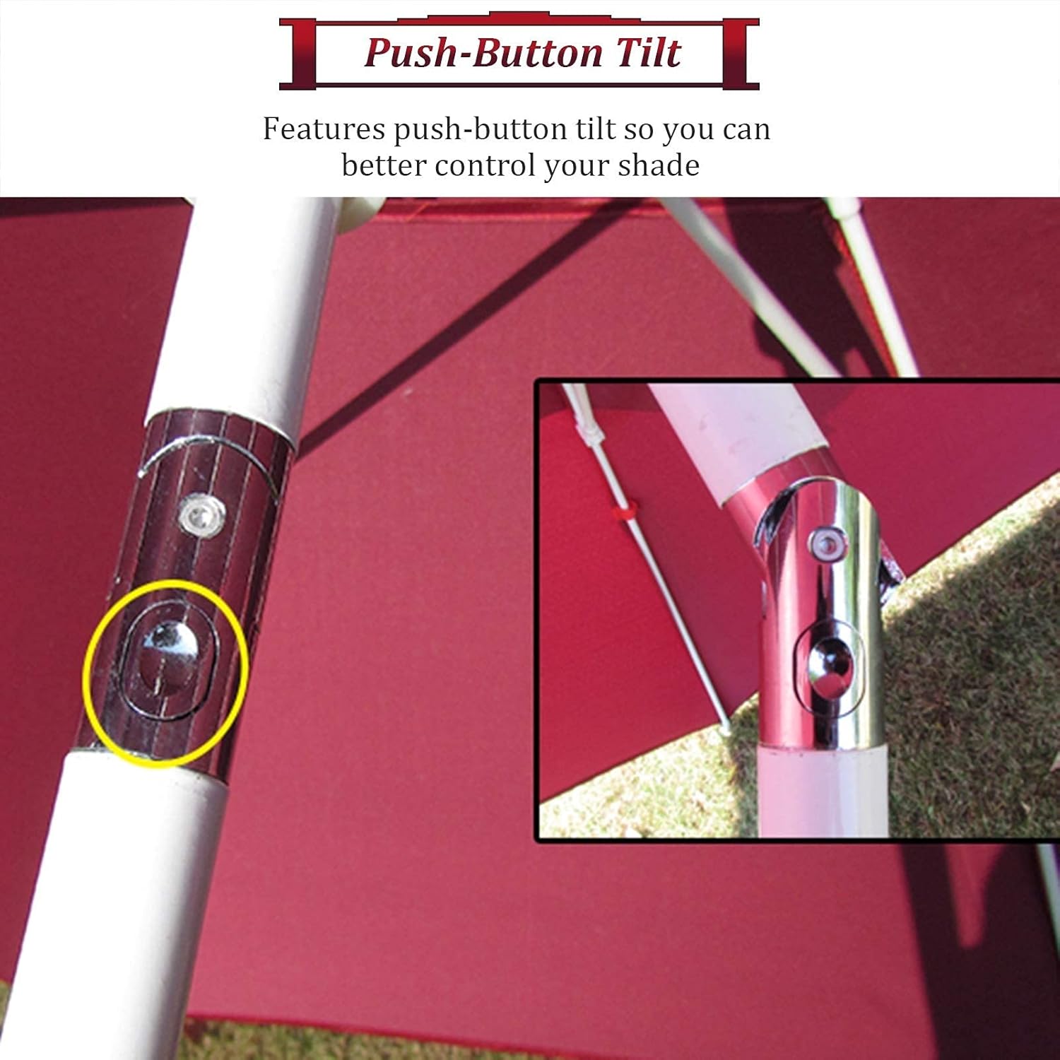 2.4m/7.9ft Large Market Umbrella, Red Sun Protection Patio Umbrella with 6 Ribs and Iron Pole, Round Parasol for Pool Backyard Garden good