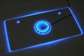 Amazon Co Jp 光る 12 Led 搭載 アクリル ナンバー プレート フレーム ホルダー Advantage バイク 12v 車 に ブルー 車用 車 バイク
