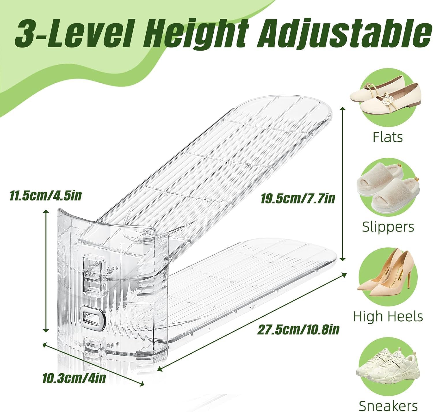24 Pack Shoe Slots Organizer for Closet, Adjustable Shoe Stackers for a Pair of Shoes Rack Storage Shoe Space Saver 50% Shelf Display Holder for Closet