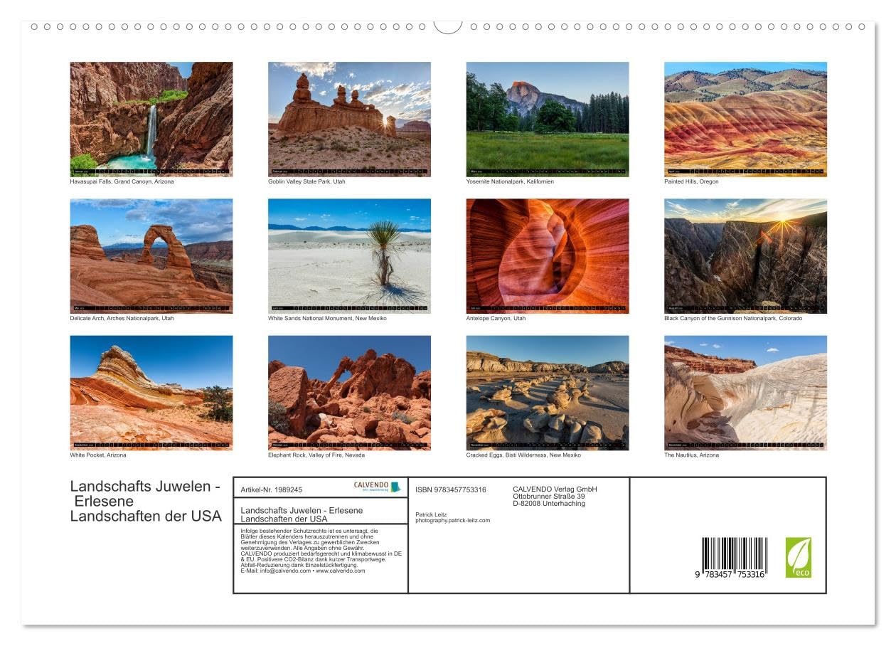 Landschafts Juwelen - Erlesene Landschaften der USA (hochwertiger Premium Wandkalender 2026 DIN A2 quer), Kunstdruck in Hochglanz: Entdecken Sie die ... des amerikanischen Südwestens (CALVENDO Orte)