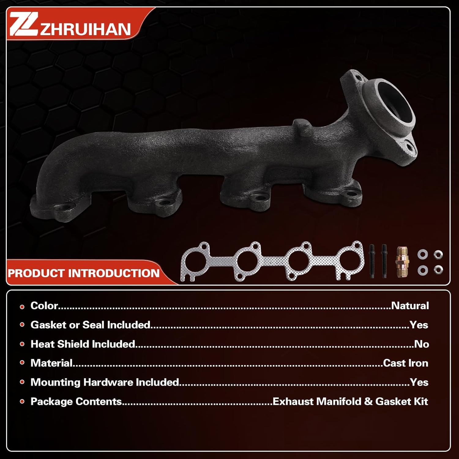 Left Exhaust Manifold Kit with Includes Required Gaskets And Hardware Compatible with 1997-1998 Expedition 4.6L V8,1997-1998 F150 4.6L V8, 1997-1998 F250 4.6L V8 engine, OE: 674-407 EPA