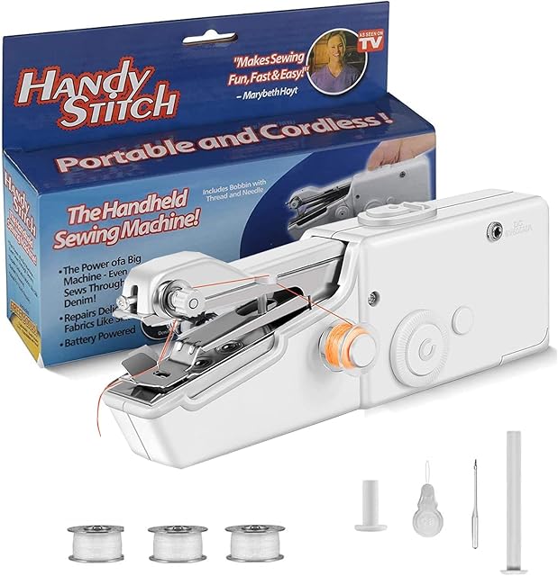 Handheld Sewing Machine, Mini Cordless Portable Electric Sewing Machine-Cordless Small Handy Stitch Sewing Machine for Fabric Clothing Kids Cloth Pet Clothes, Quick Sewing Tool Suitable for Beginners