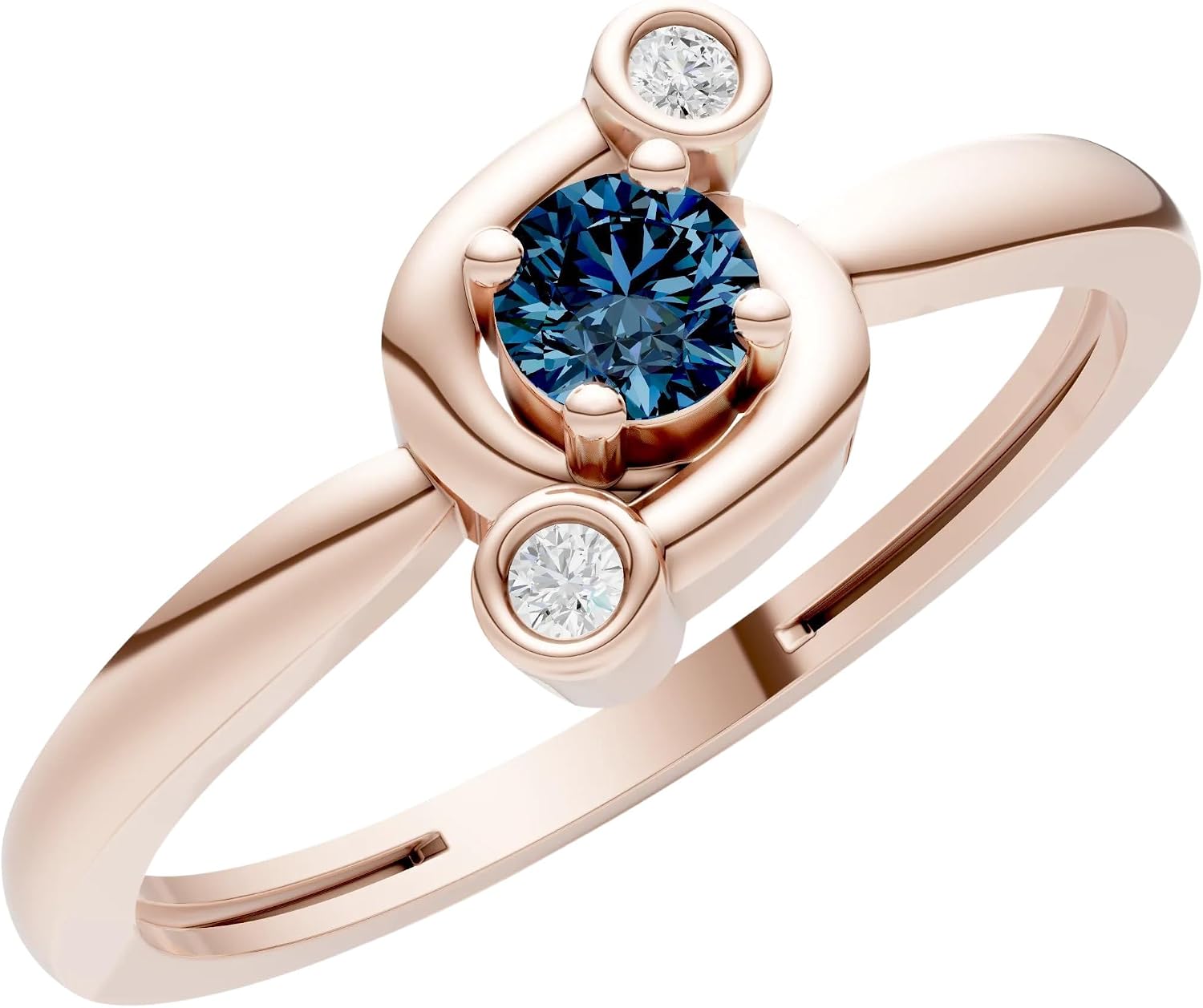 PEORA Round Cut Alexandrite Stackable Band Available in Solid 10K, 14K or 18K Ring – White, Yellow or Rose Gold