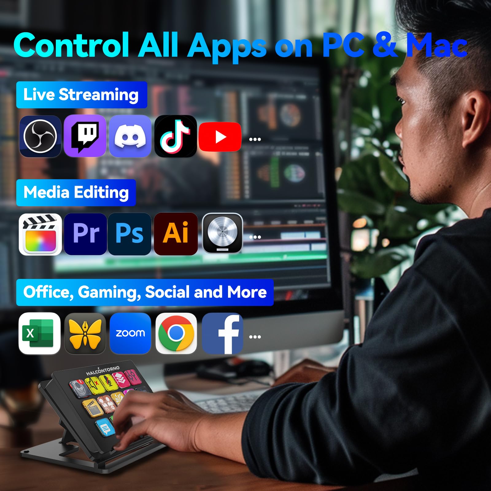 Stream Dock – Steamdeck na PC Mac, przewodowy kontroler strumieniowania dla twórców treści, graczy, programowalna klawiatura makro, akcesoria do konfiguracji gier, OBS Studio YouTube