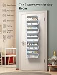 Yecaye 1 Pc Over the Door Organizer with 5 Bins 10 Side Pockets, 44lbs Load Hanging Bathroom Organizer, No Tilt Closet Organizers and Storage for Bedroom, Baby Organizer for Extra Storage, Grey